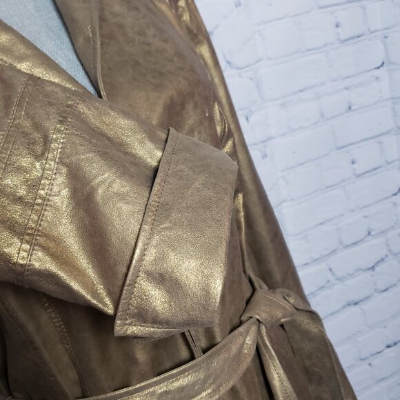 Lafayette 148 New York Gold Bronze 100% Leather Jacket NWT Size 16 Stunning - Picture 4 of 16